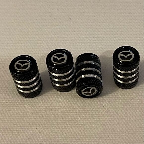 Mazda Valve Stem Caps in Black Set of 4 NWT - Picture 2 of 4